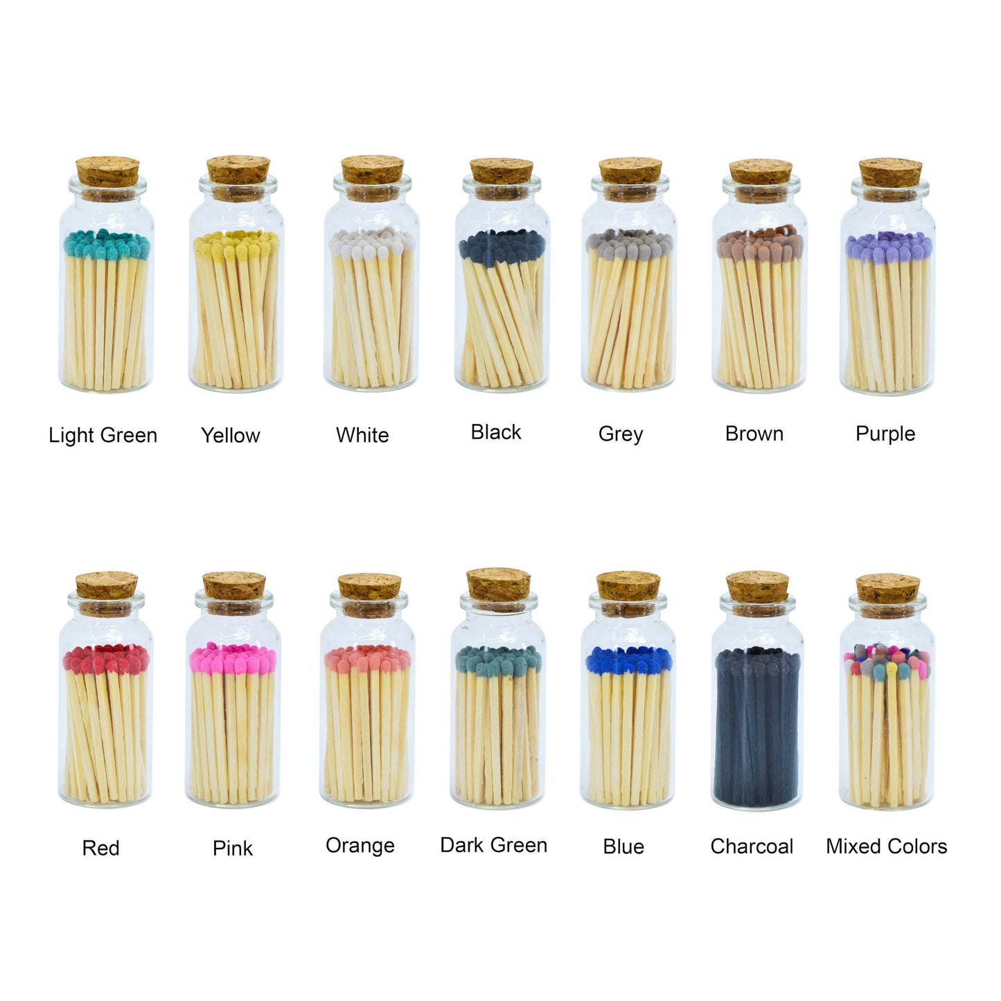 Small Match Bottles - Safety Matches in Jars - Rainbow