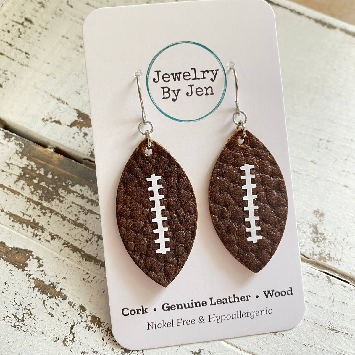 Leather Football Earrings – Medium | Game Day Earrings