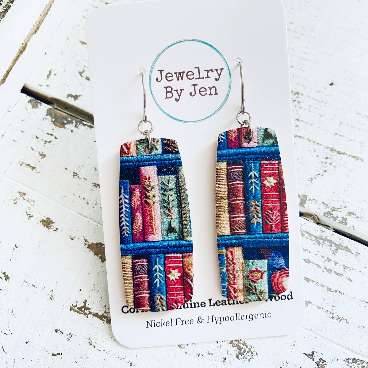Medium Bar Earrings: Books