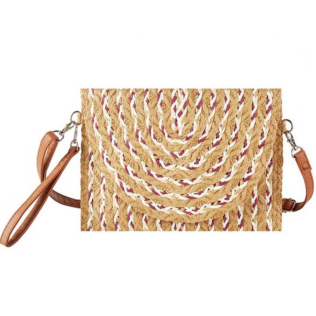 MULTI COLOR STRAW CLUTCH & CROSSBODY BAG
