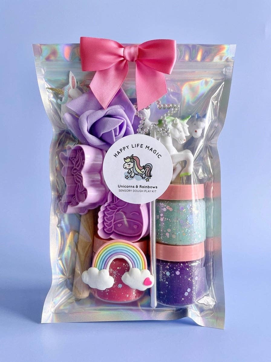 Toddler Unicorn Play Dough Kit β Sparkly Sensory Play Pouch with Big Pieces