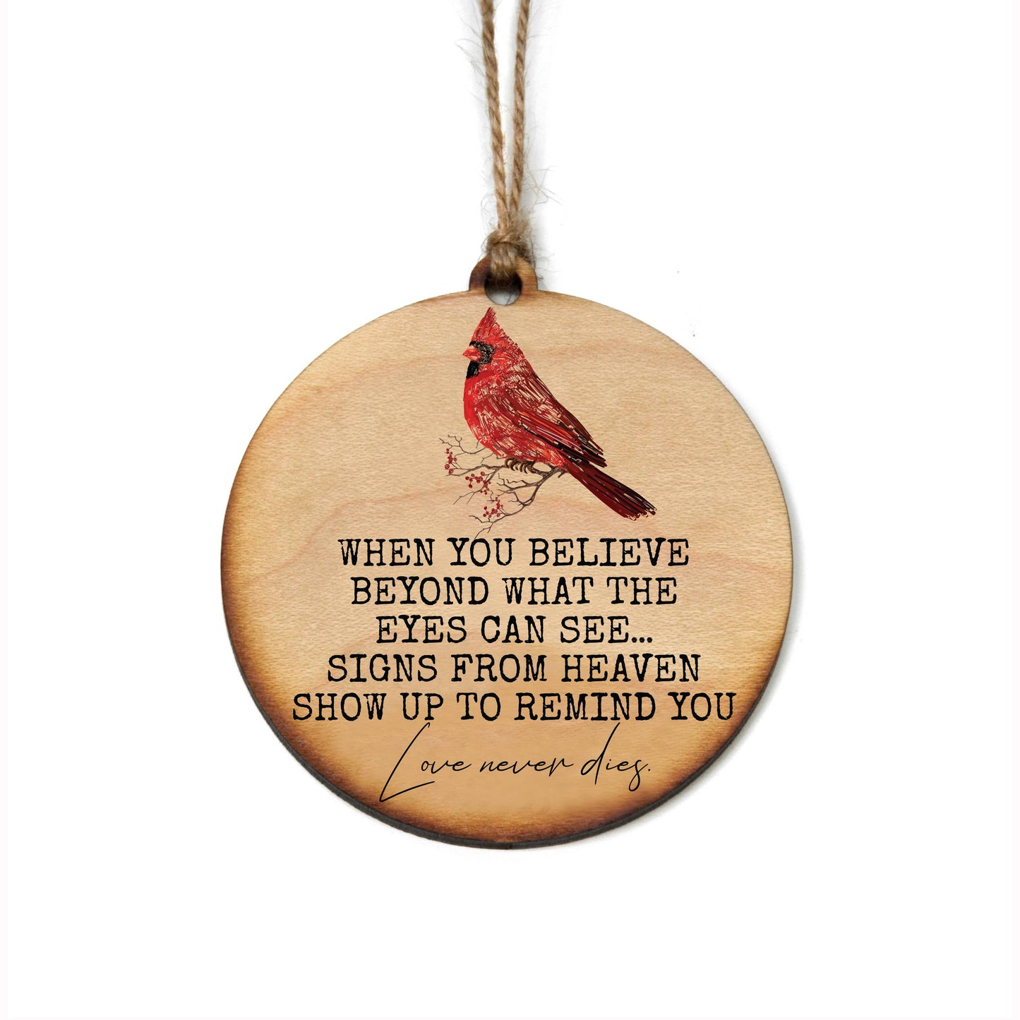 Handmade Love Never Dies Cardinal Christmas Ornament