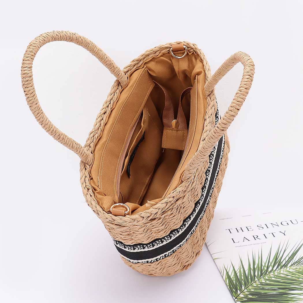 Faux Straw Small Tote Bag