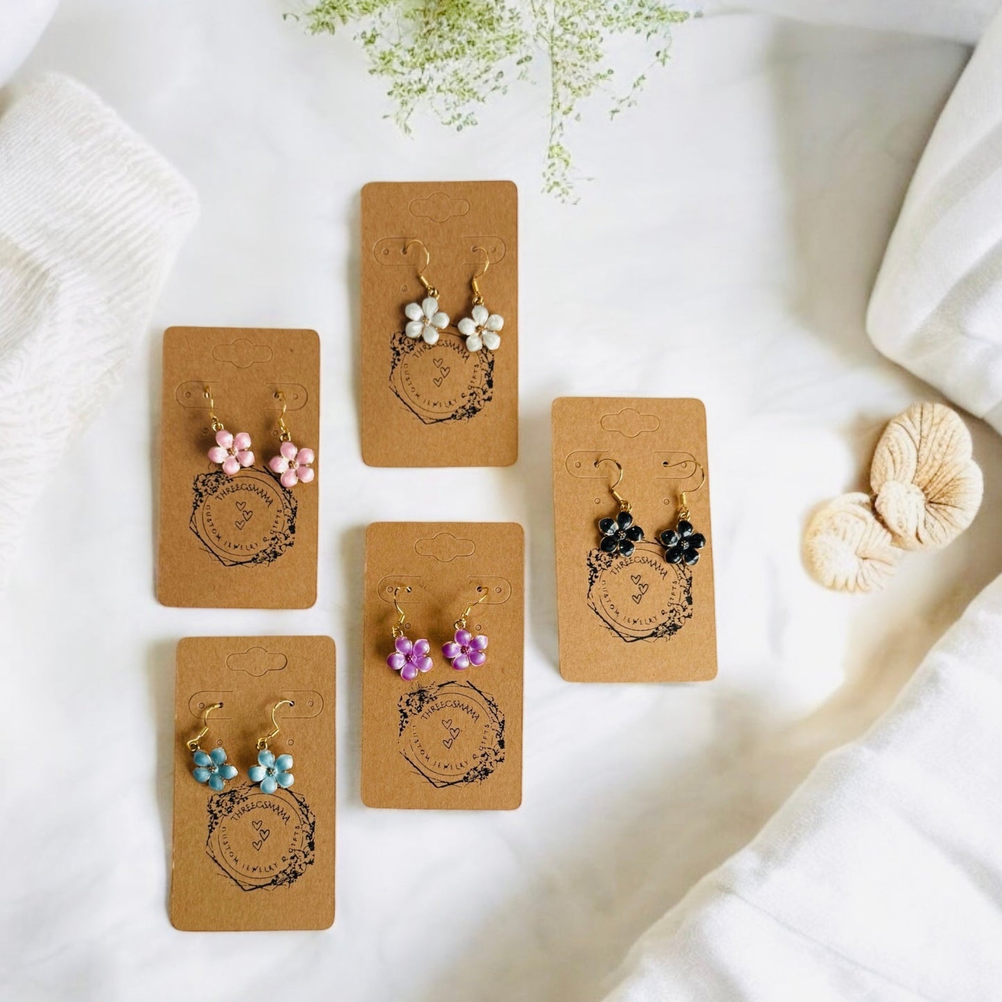 Cherry Blossom Dangle Earrings (5 Colors Available)