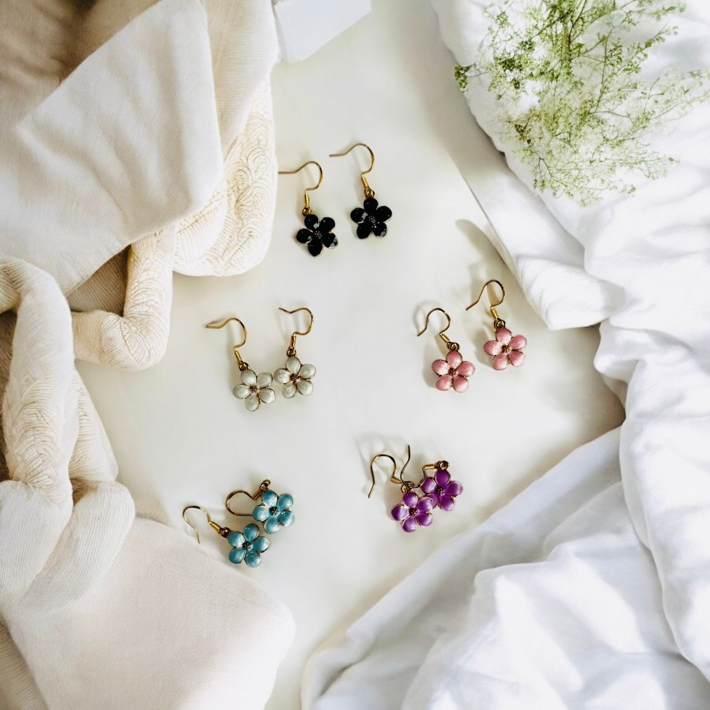 Cherry Blossom Dangle Earrings (5 Colors Available)