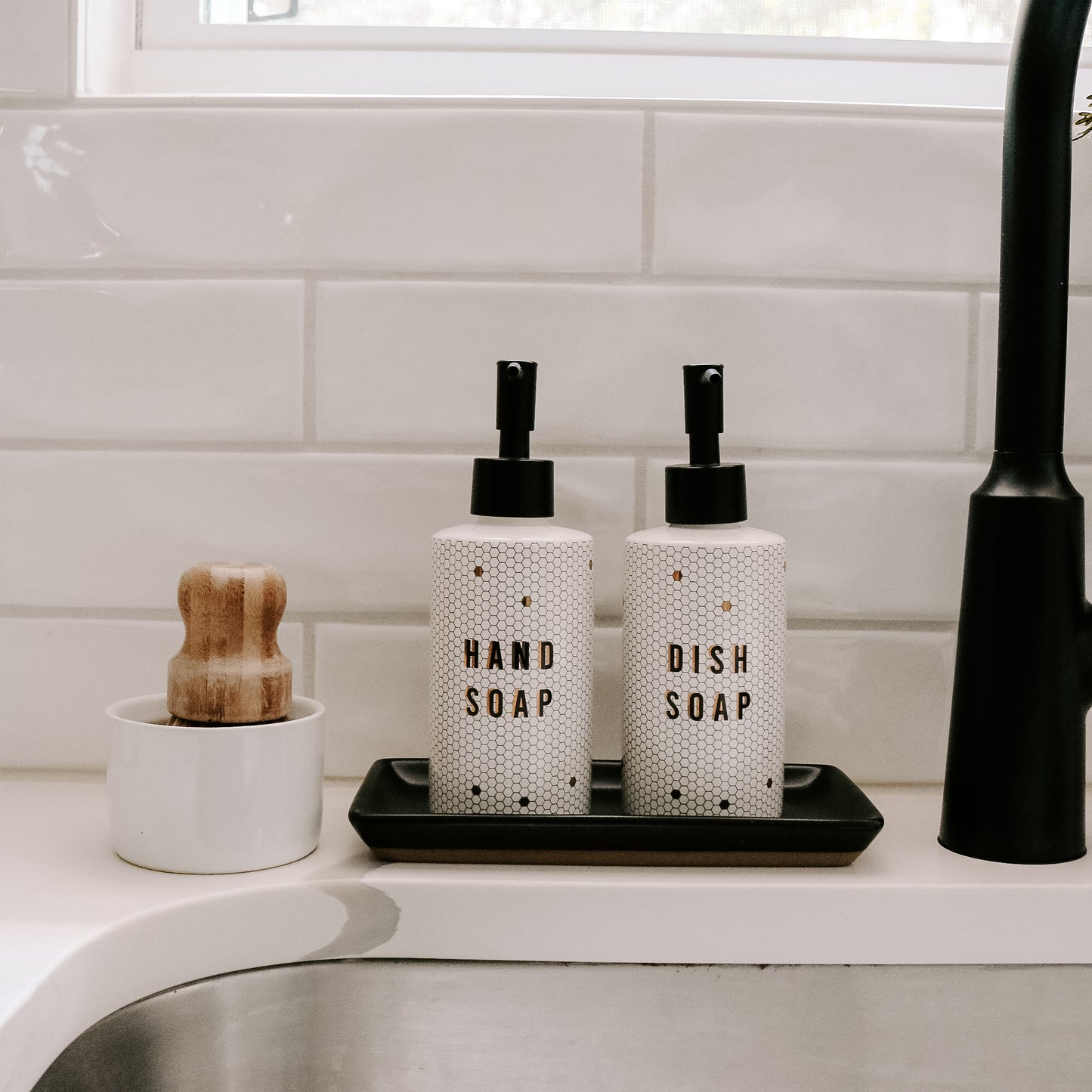 8.5oz Honeycomb Tile Dish Soap Dispenser
