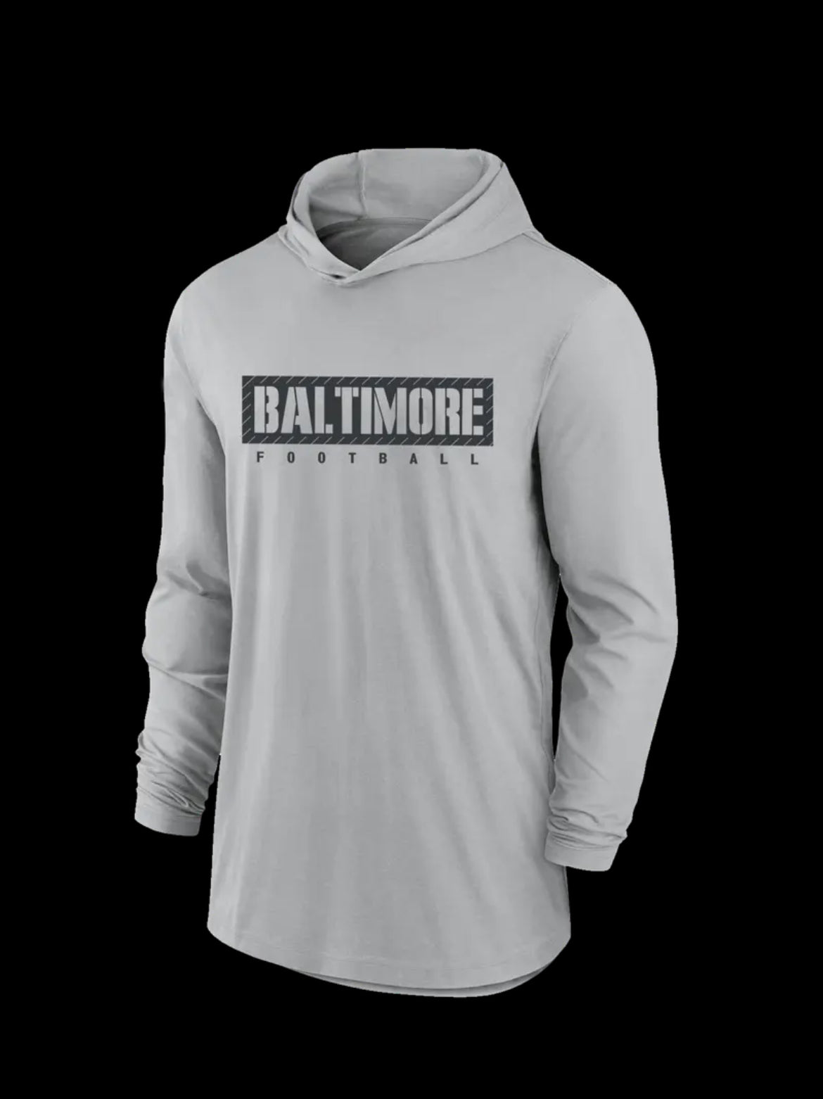 NFL Hooded Long Sleeve Tees-Ravens (Gray)