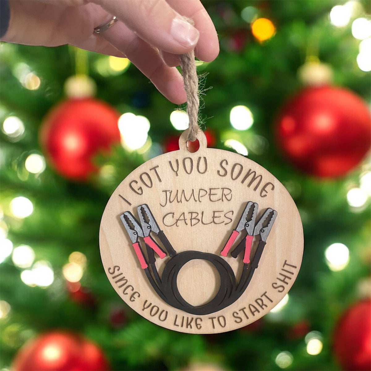 “Jumper Cables” Funny Christmas Ornament