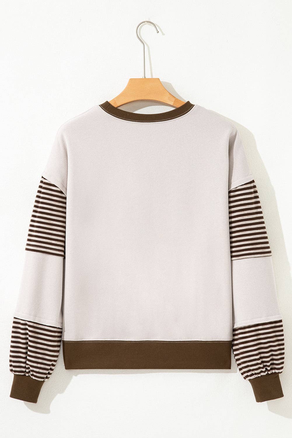 Stripe Colorblock Patchwork Drop Shoulder Sweatshirt