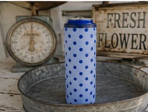 Hard Cooling Can in Blue Polka Dot