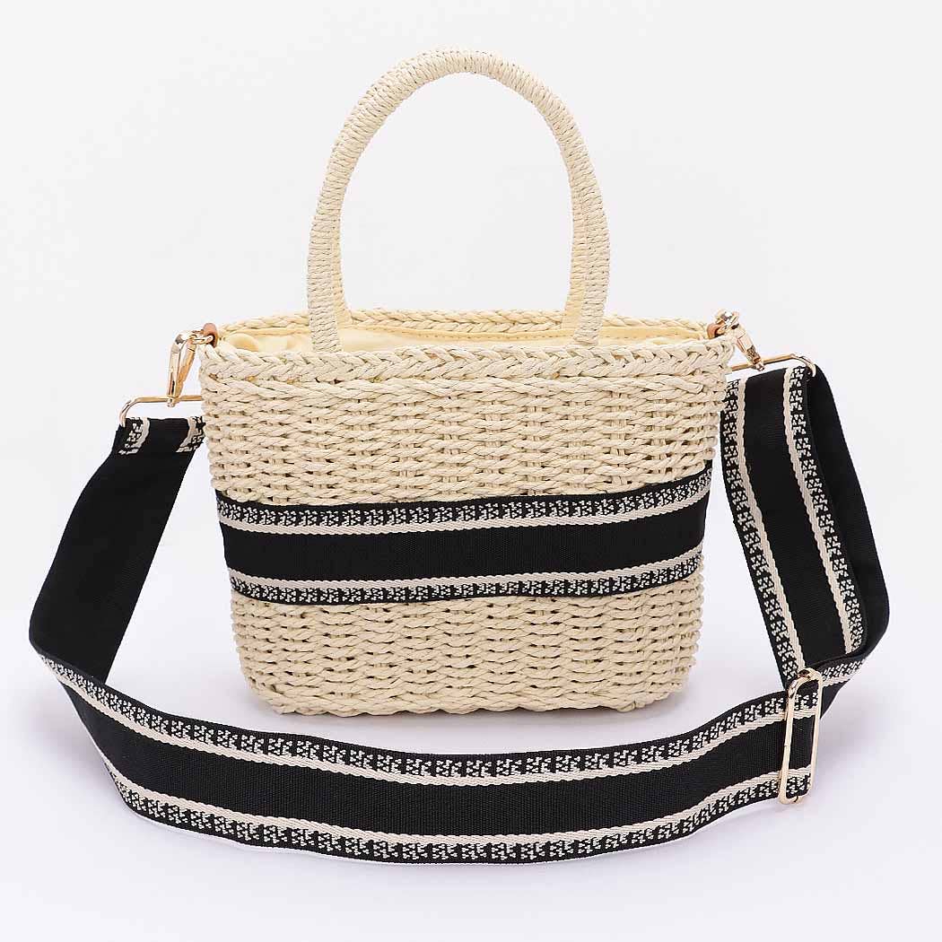 Faux Straw Small Tote Bag