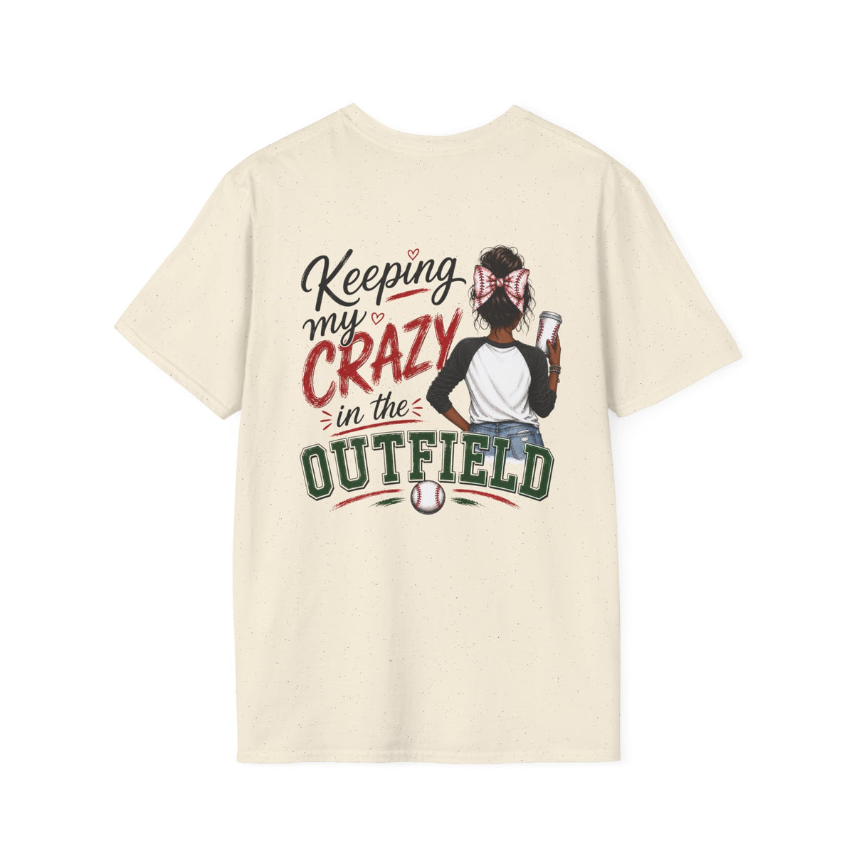 Keeping My Crazy in the Outfield Shirt – Black Baseball Mom Tee