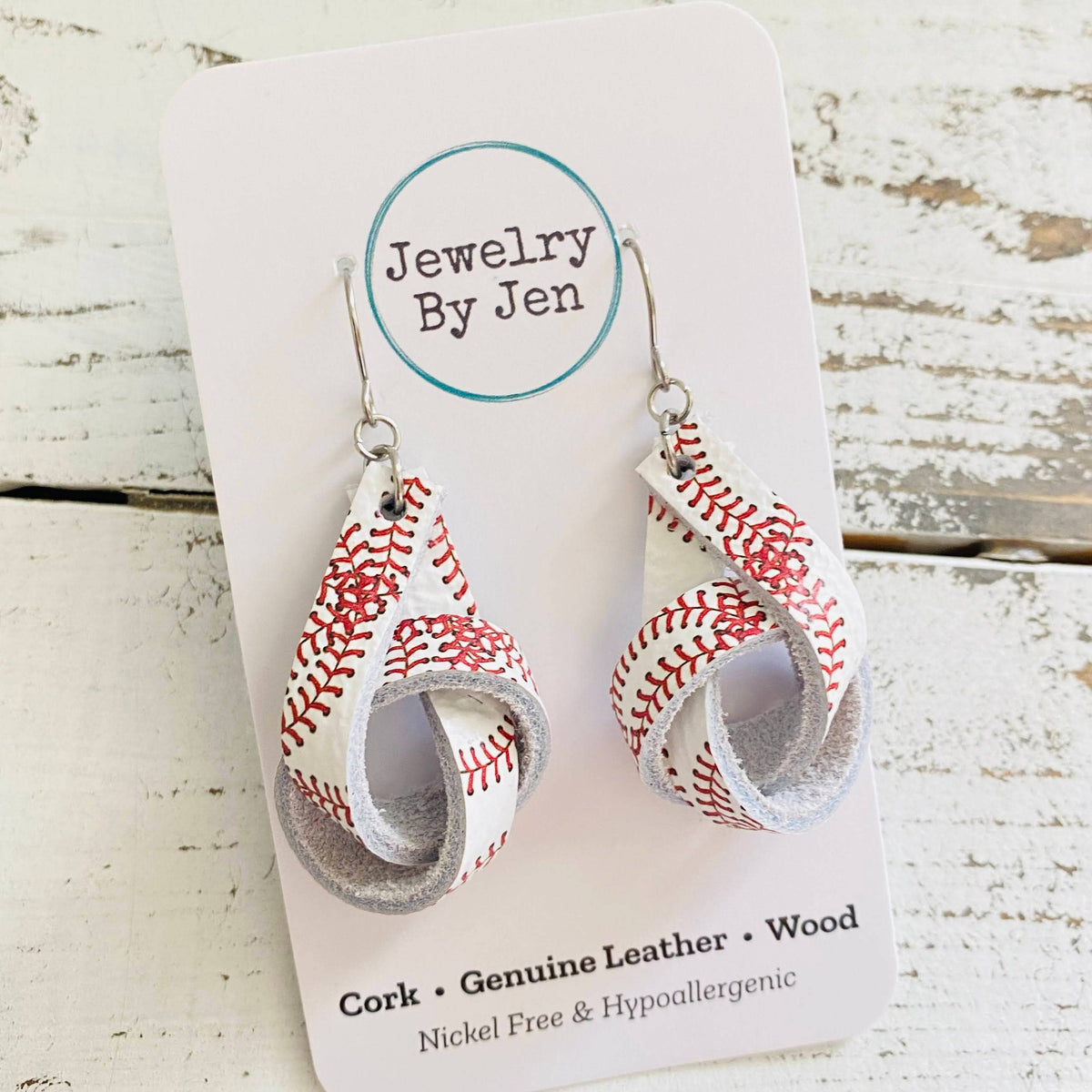 Knot Earrings: Baseball Stitches