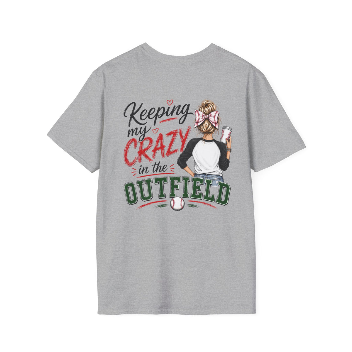 Keeping My Crazy in the Outfield Shirt – Blonde Baseball Mom Tee