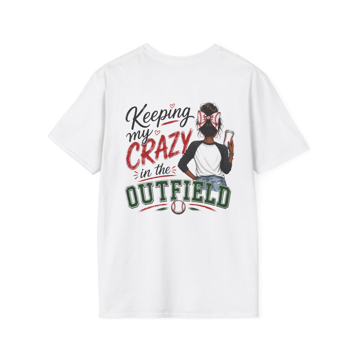 Keeping My Crazy in the Outfield Shirt – Black Baseball Mom Tee