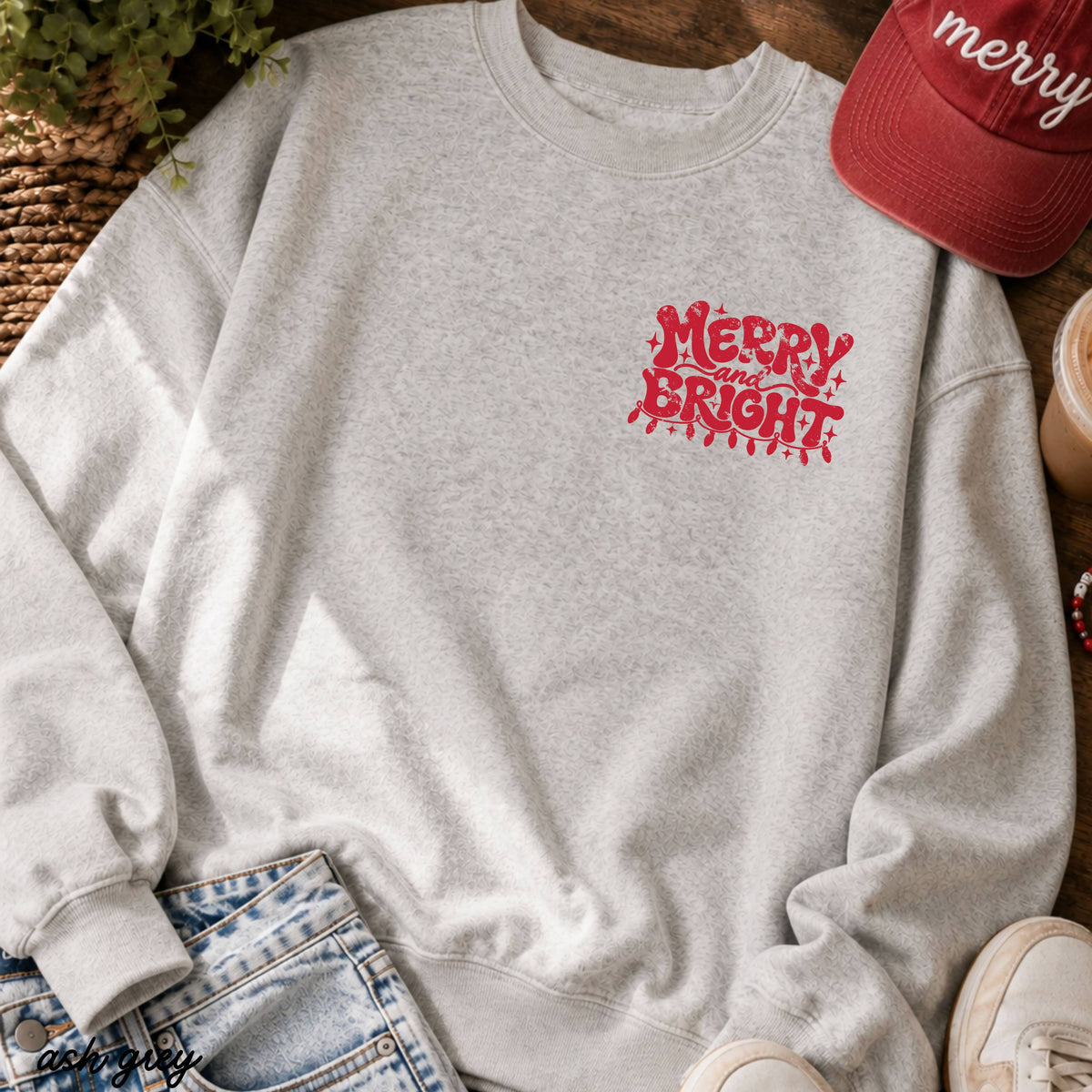 Pocket Merry & Bright Christmas Sweatshirt *8 Colors (S-3X)