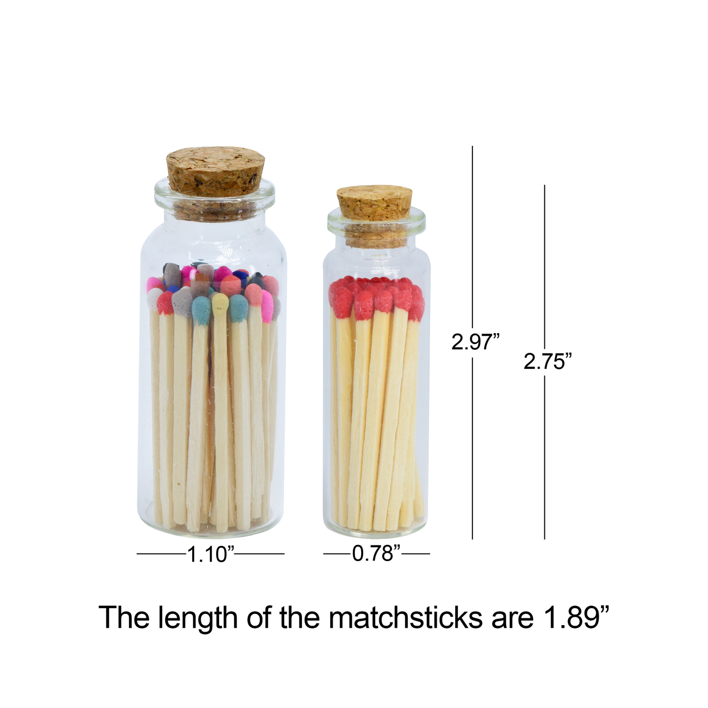 Small Match Bottles - Safety Matches in Jars - Rainbow