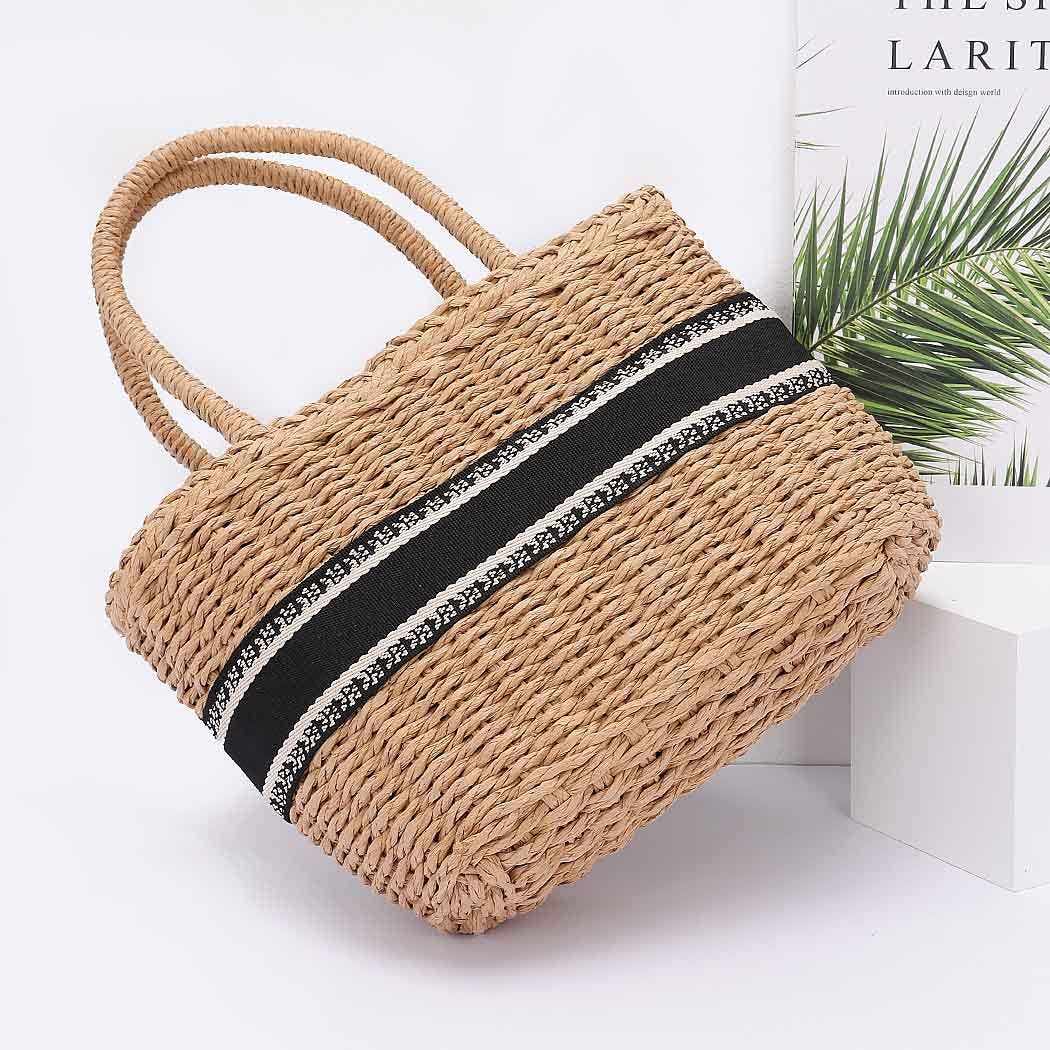 Faux Straw Small Tote Bag