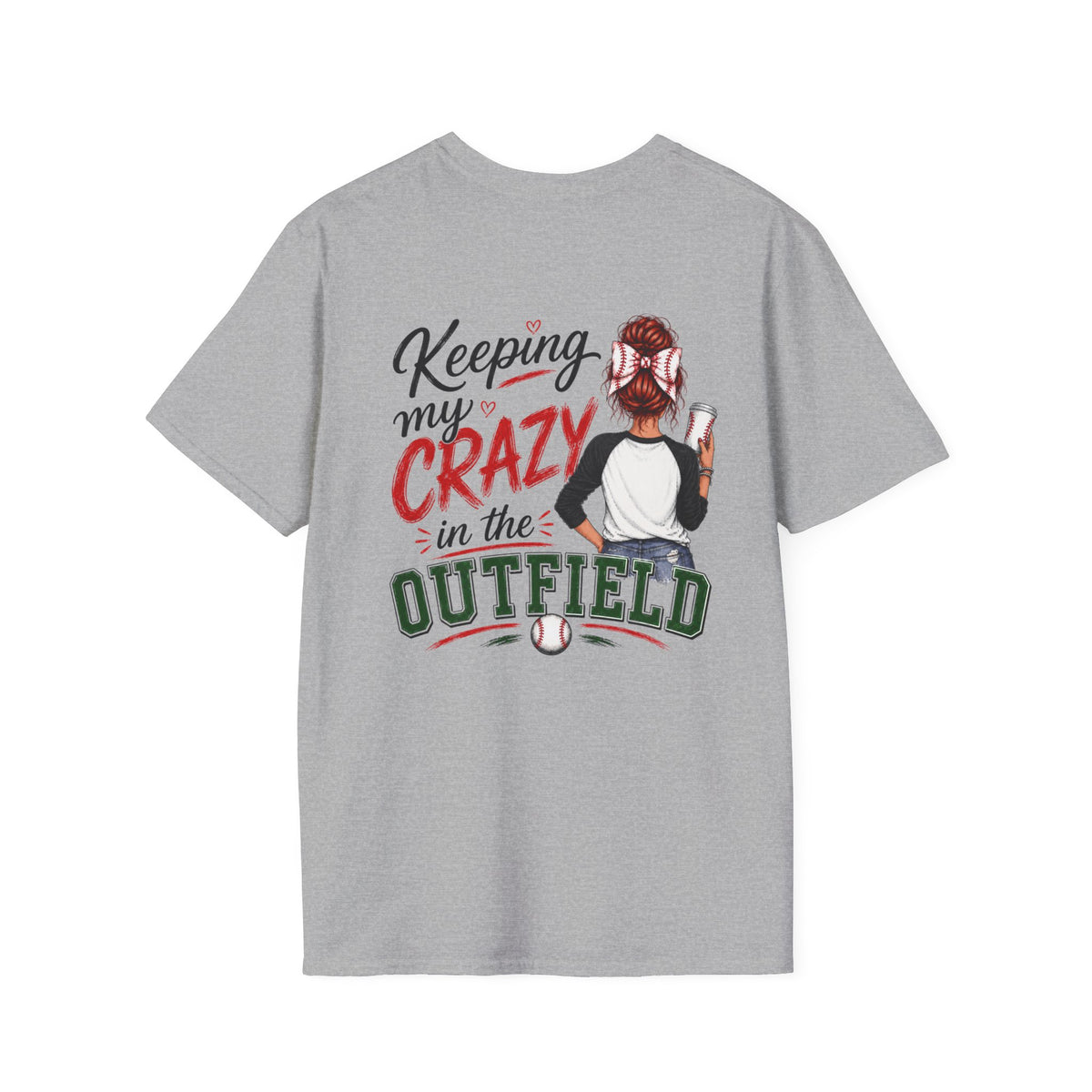 Keeping My Crazy in the Outfield Shirt – Redhead Baseball Mom Tee