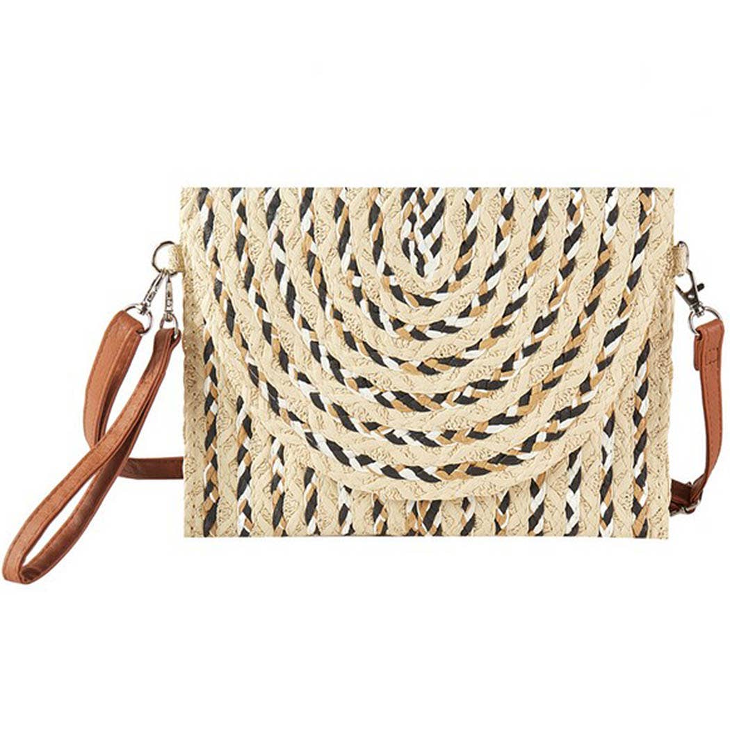 MULTI COLOR STRAW CLUTCH & CROSSBODY BAG