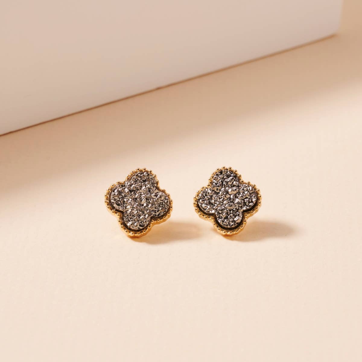 Mini Druzy Flower Stud Earrings