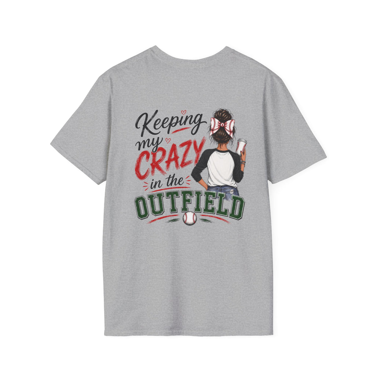 Keeping My Crazy in the Outfield Shirt – Brunette Baseball Mom Tee