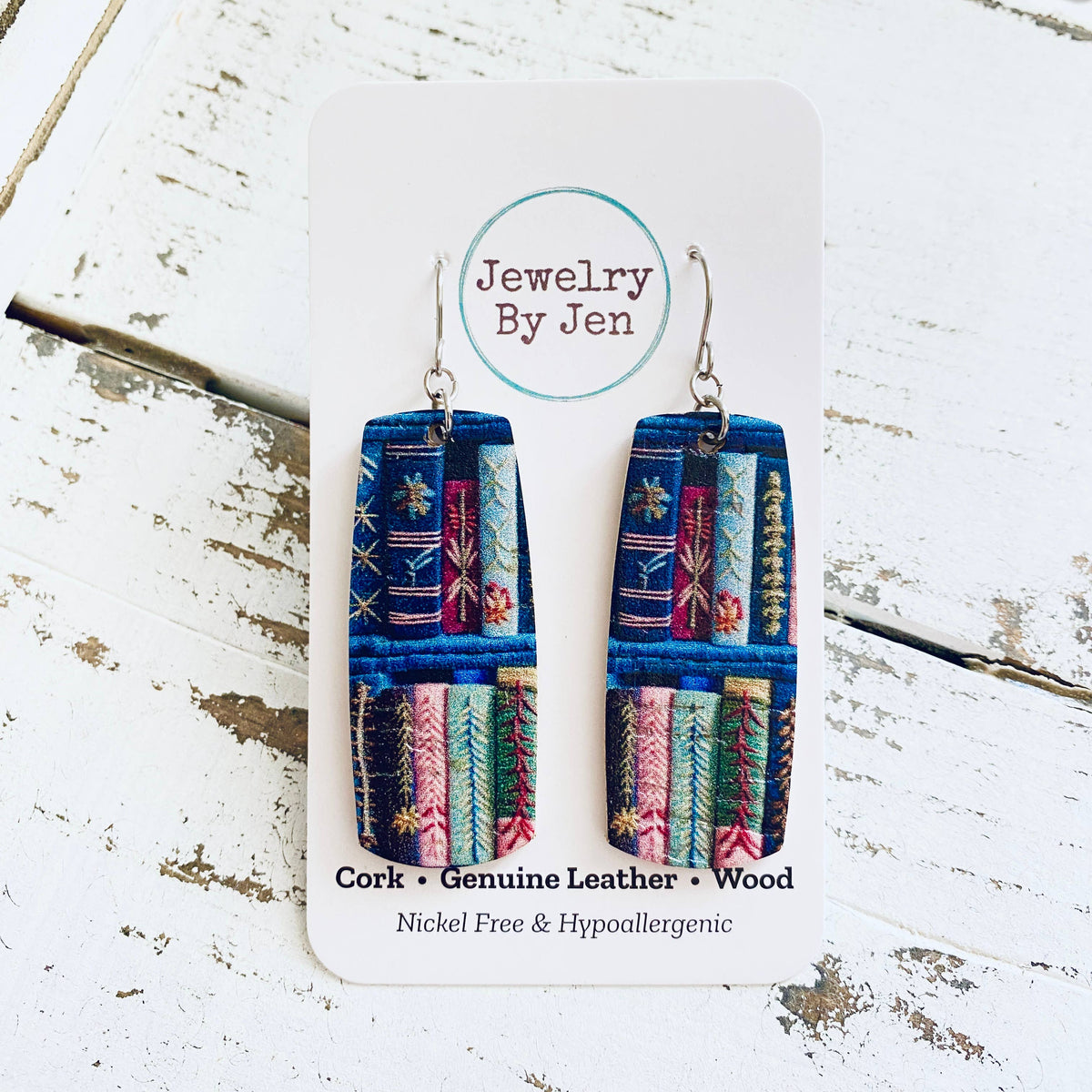 Medium Bar Earrings: Books