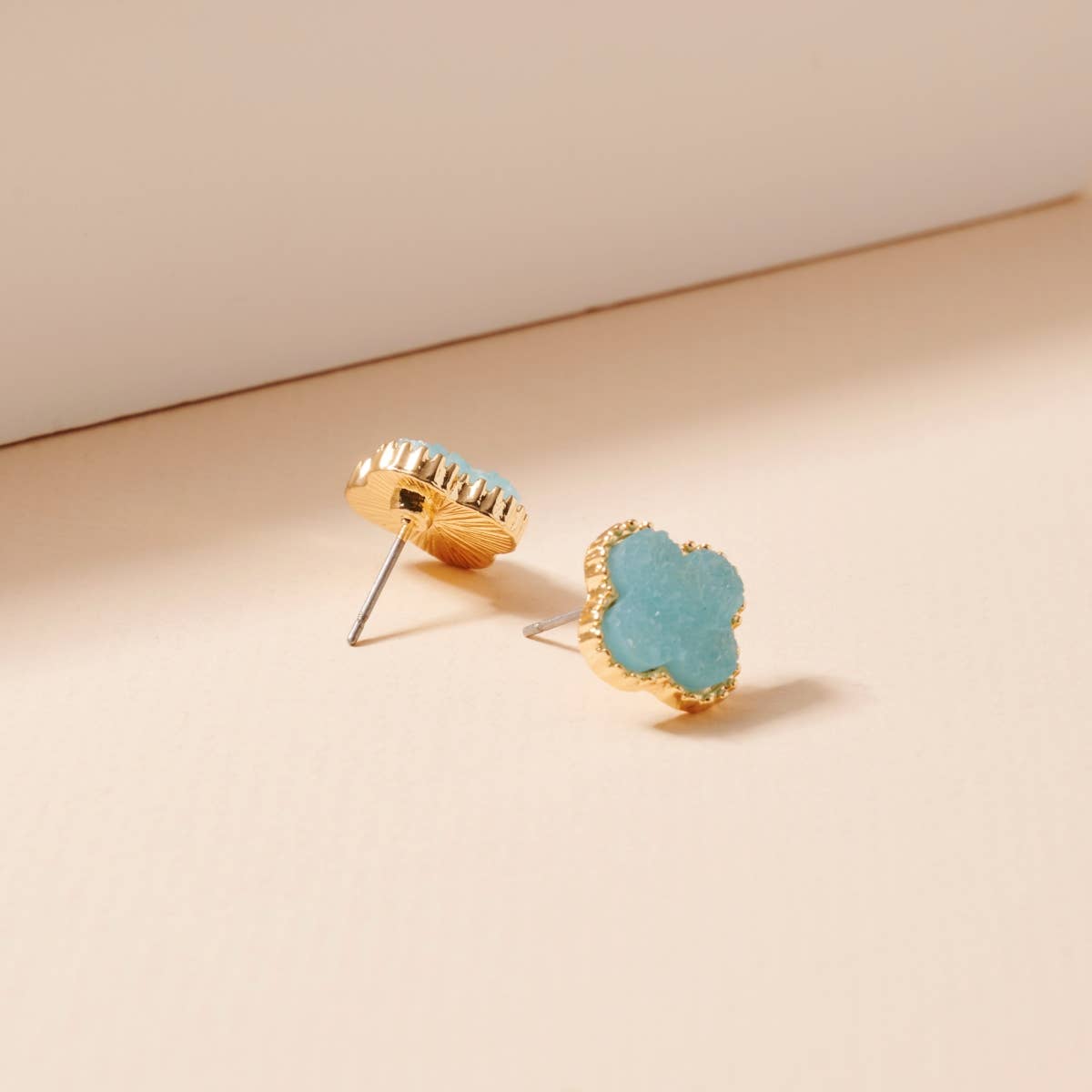 Mini Druzy Flower Stud Earrings