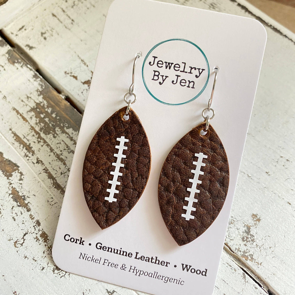 Leather Football Earrings – Medium | Game Day Earrings