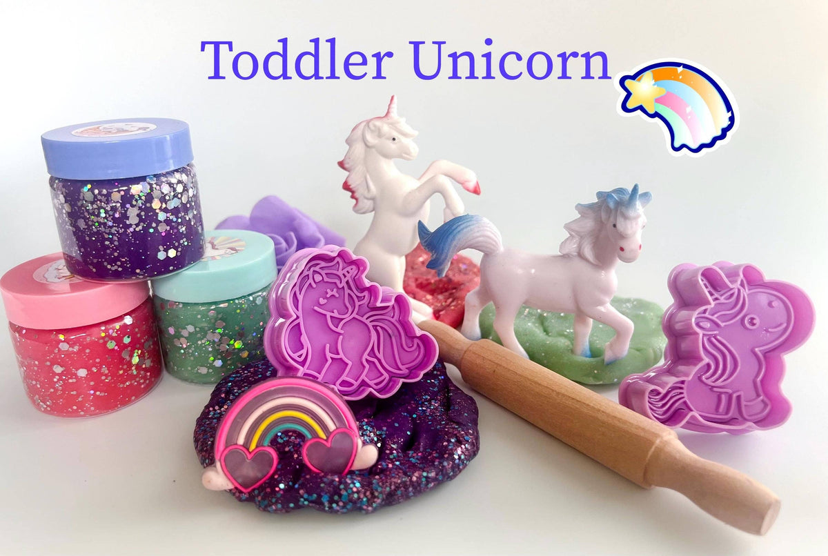 Toddler Unicorn Play Dough Kit – Sparkly Sensory Play Pouch with Big Pieces