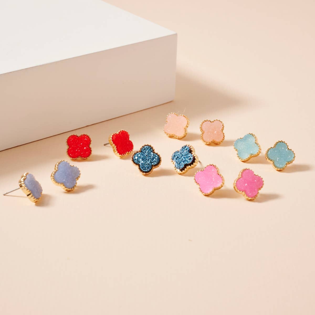 Mini Druzy Flower Stud Earrings