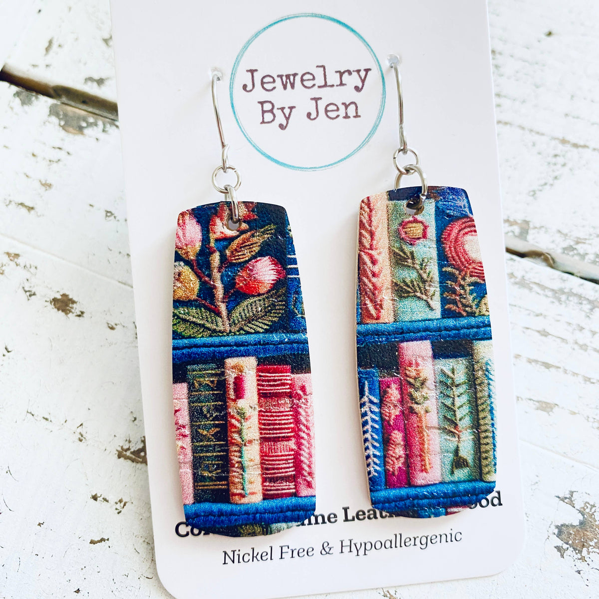 Medium Bar Earrings: Books