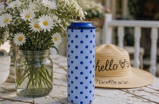 Hard Cooling Can in Blue Polka Dot