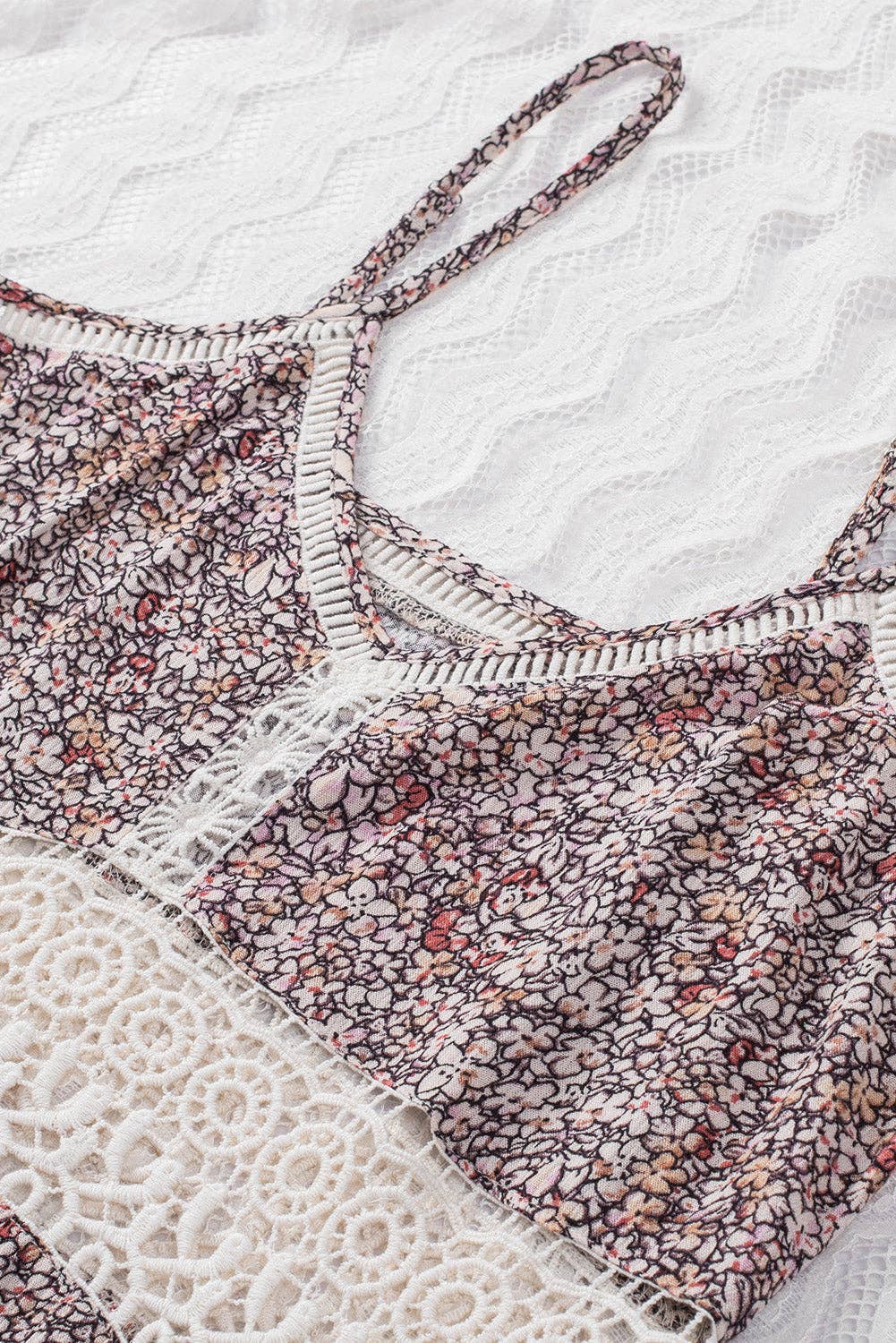 PRETTY BASH Floral Lace Spaghetti Strap Tank Top