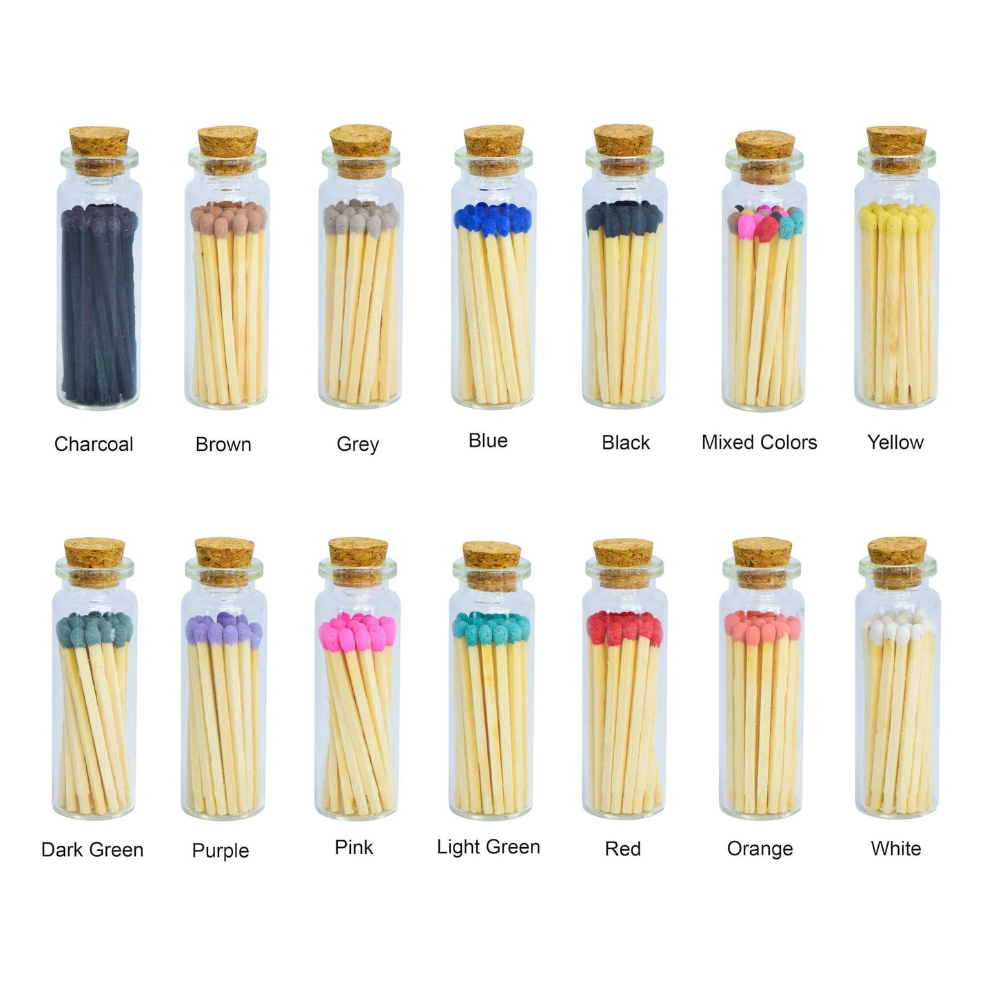 Small Match Bottles - Safety Matches in Jars - Rainbow