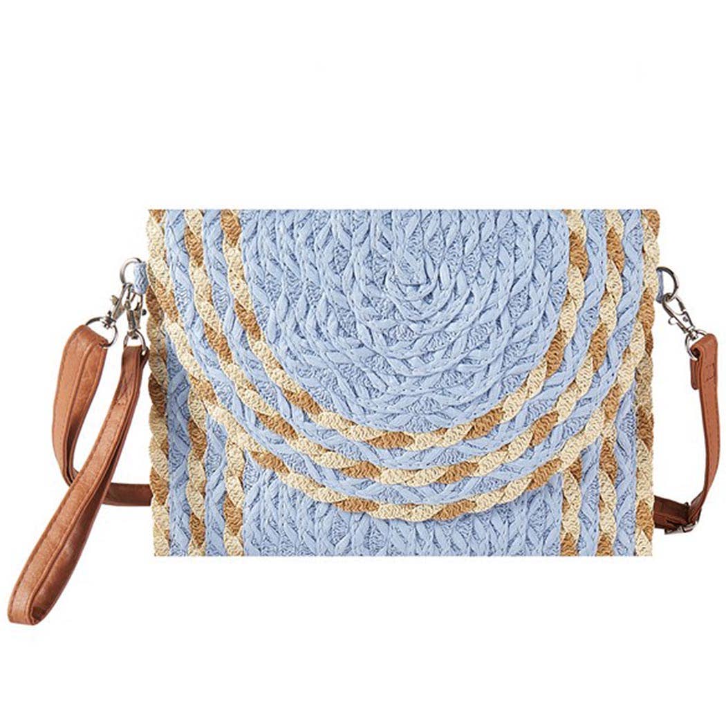 MIXED COLOR DETAIL STRAW CLUTCH & CROSSBODY BAG