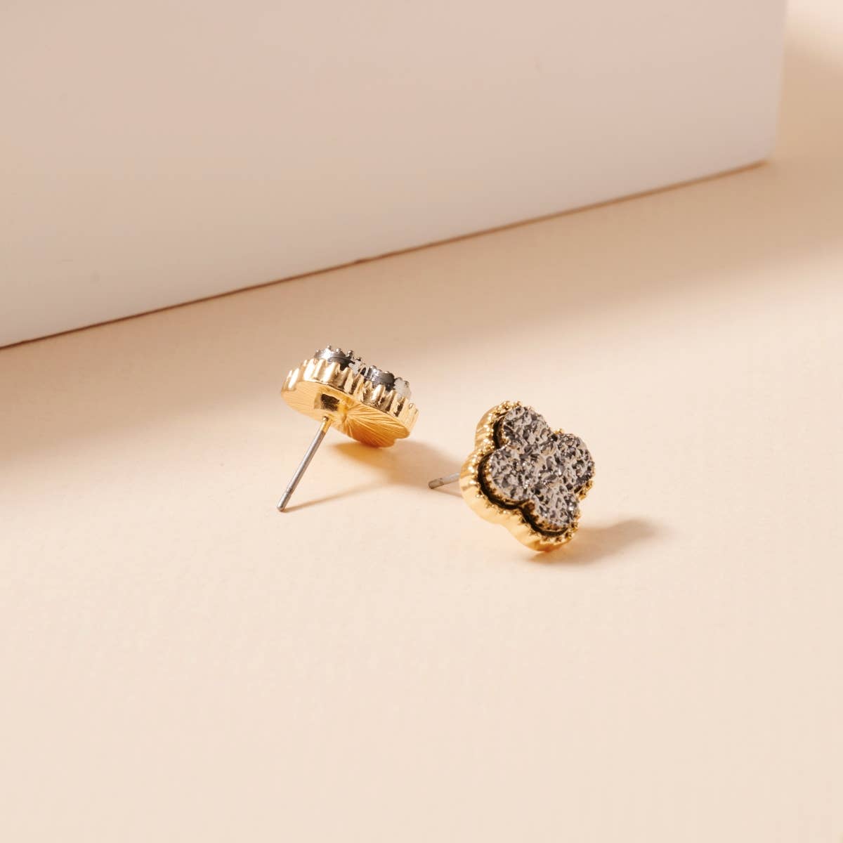 Mini Druzy Flower Stud Earrings