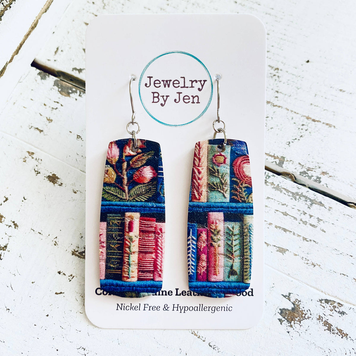 Medium Bar Earrings: Books