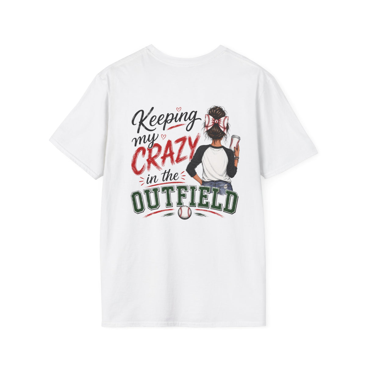 Keeping My Crazy in the Outfield Shirt – Brunette Baseball Mom Tee