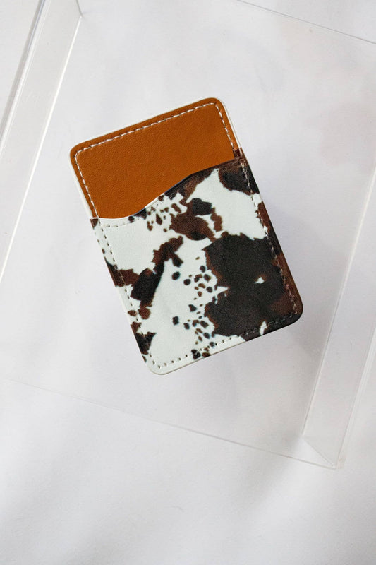 Cowhide Phone Wallet Pocket | Stick-On Card Holder for Phone Case, Adhesive ID & Credit Card Sleeve