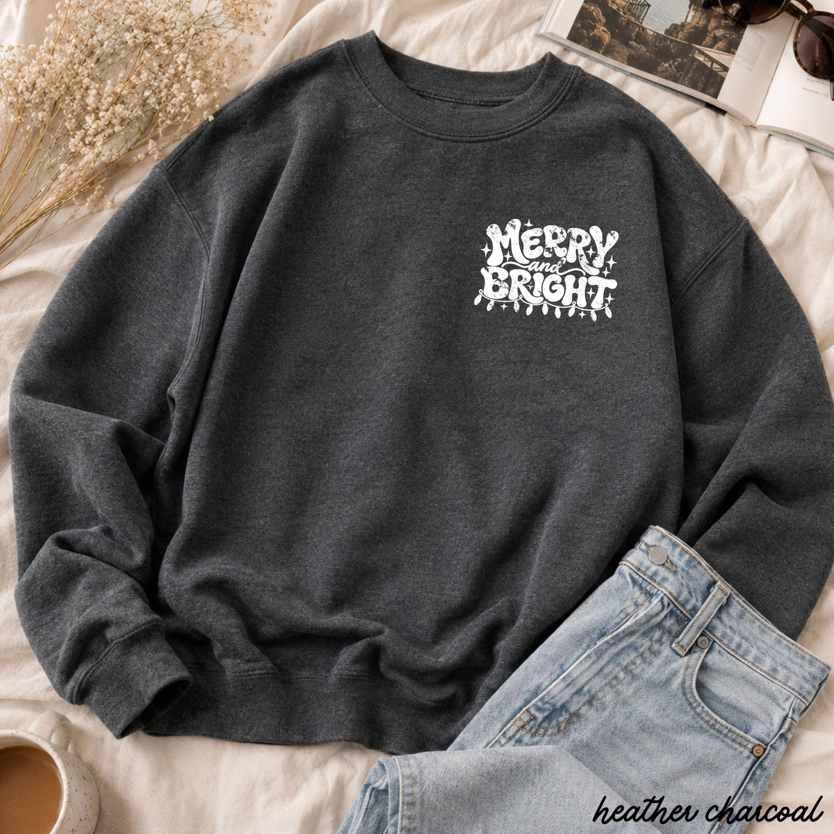 Pocket Merry & Bright Christmas Sweatshirt *8 Colors (S-3X)
