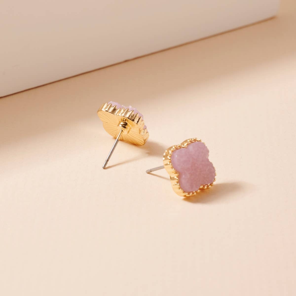 Mini Druzy Flower Stud Earrings