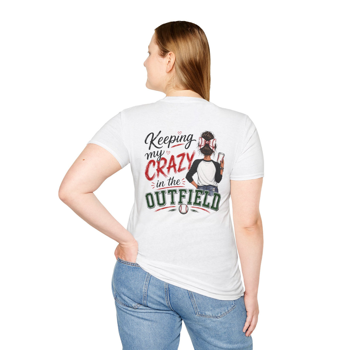 Keeping My Crazy in the Outfield Shirt – Brunette Baseball Mom Tee