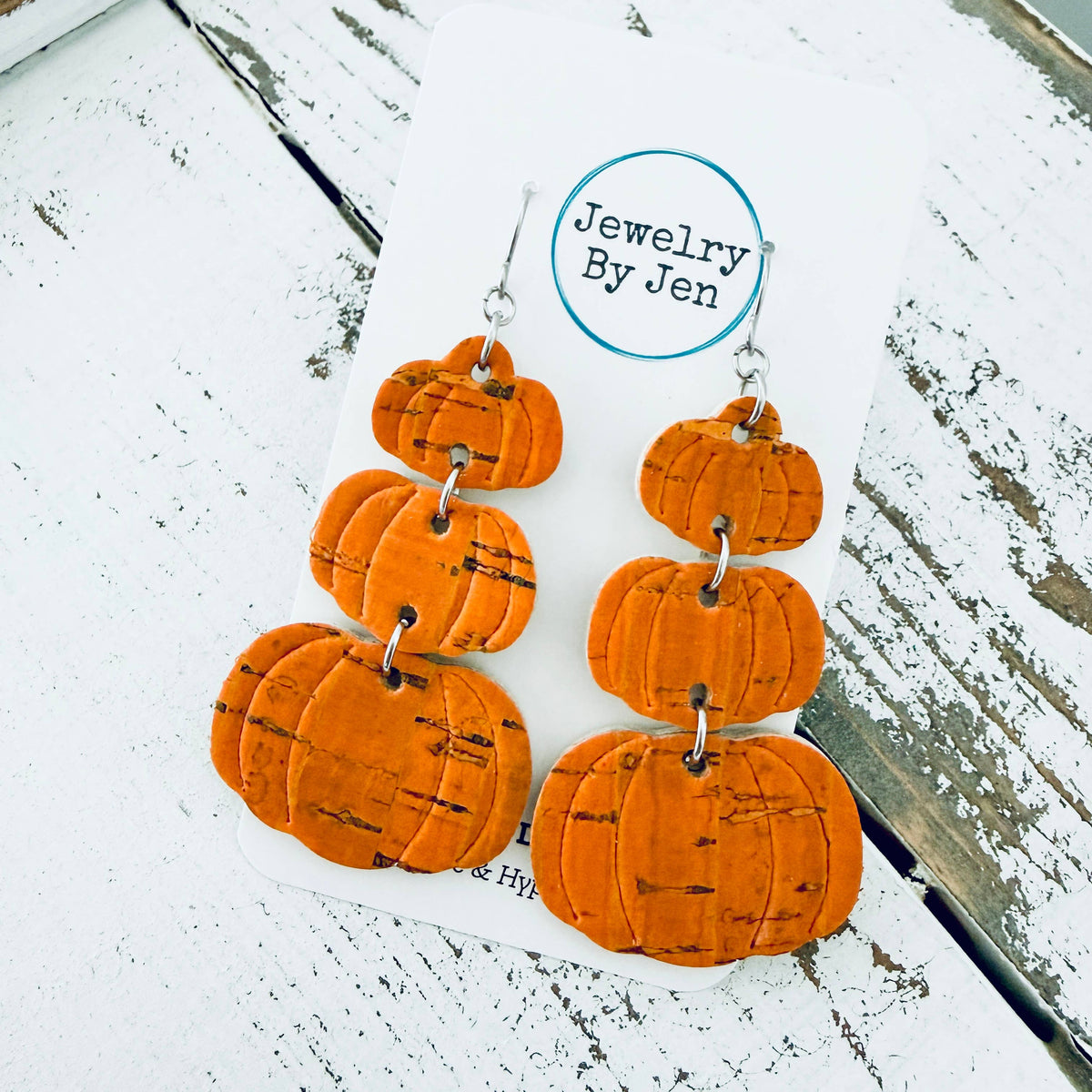 Orange Stacked Pumpkin Cork Earrings – Fall Statement Earrings