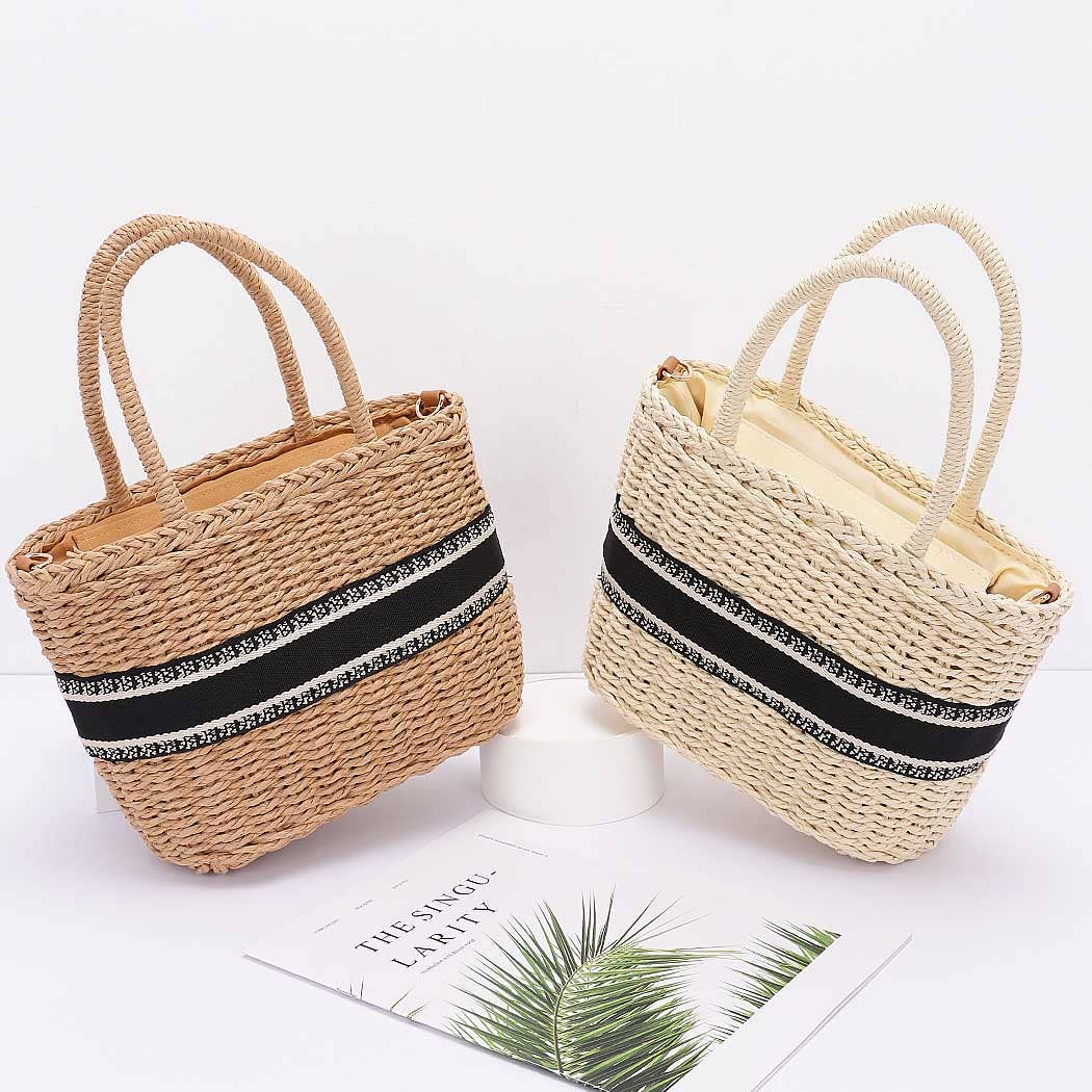 Faux Straw Small Tote Bag