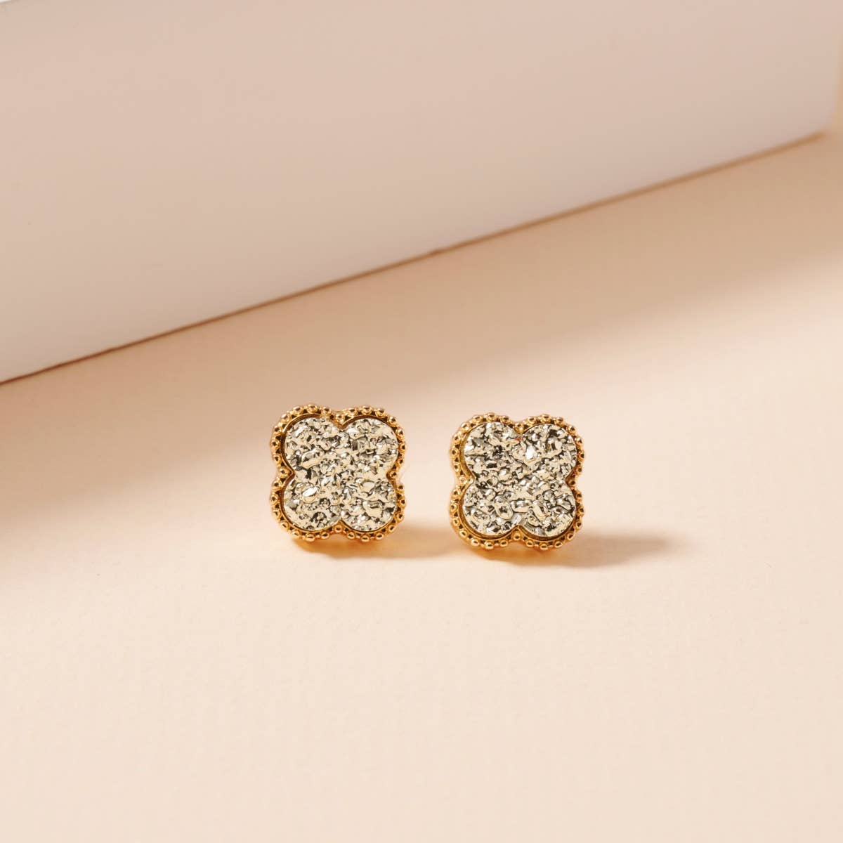 Mini Druzy Flower Stud Earrings