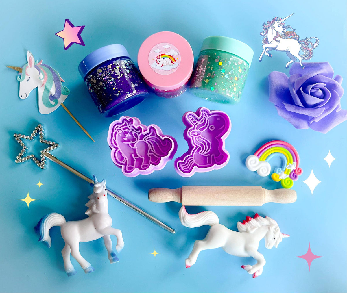 Toddler Unicorn Play Dough Kit – Sparkly Sensory Play Pouch with Big Pieces