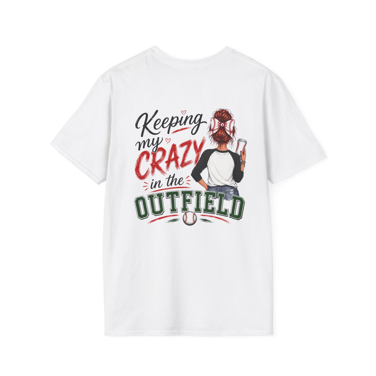 Keeping My Crazy in the Outfield Shirt – Redhead Baseball Mom Tee