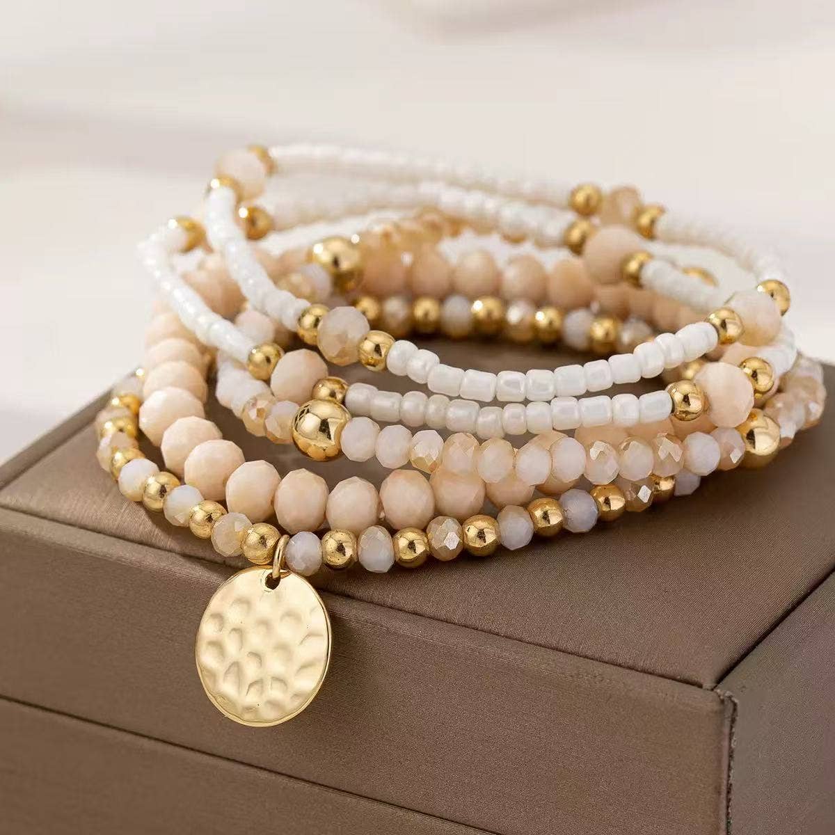 Cute Stackable Light Pink Bracelets with Charm