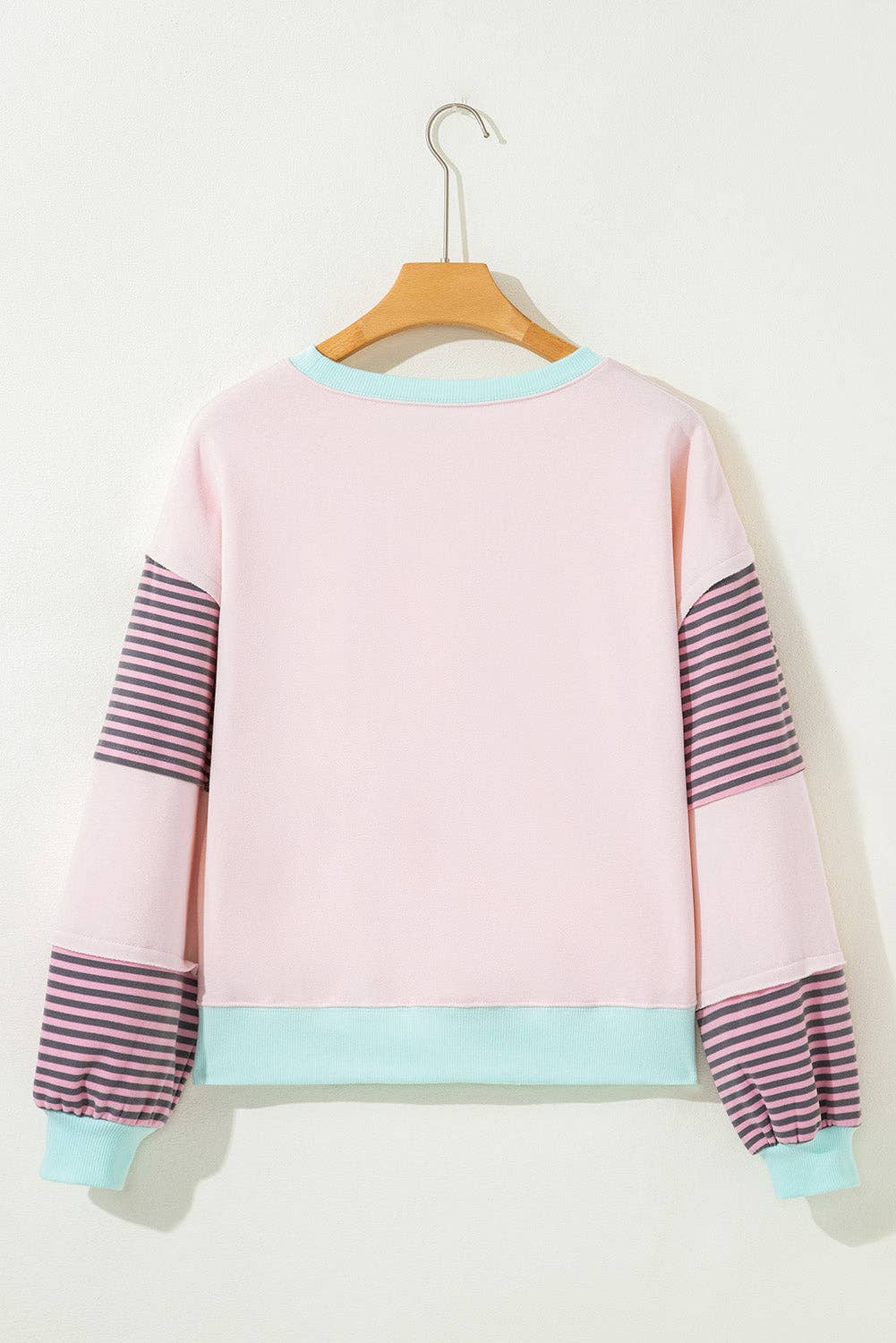 Stripe Colorblock Patchwork Drop Shoulder Sweatshirt